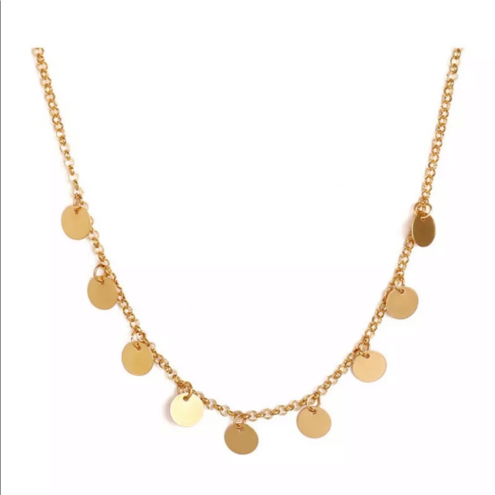 Gold Dipped Boho Choker Disc Necklace - Picture 3 of 4